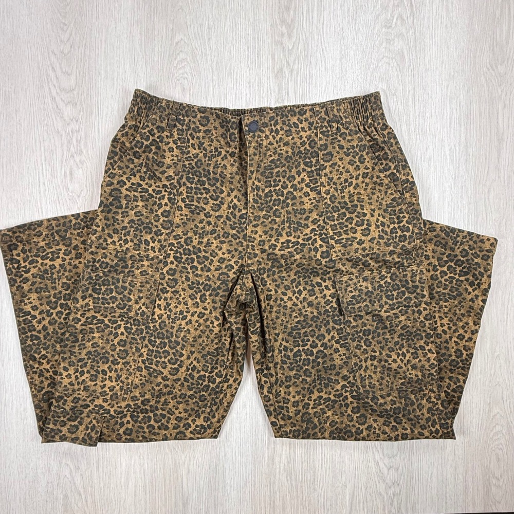 Cargo Pants No Boundaries Womens L 12-14 Brown Leopard Print Cotton Utility